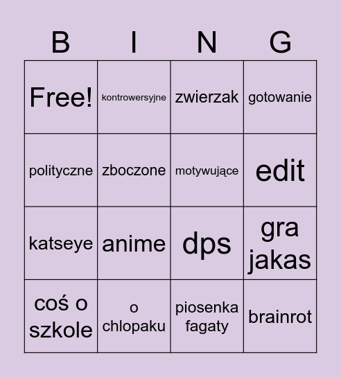 Bruh Bingo Card