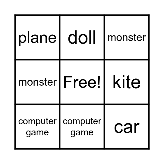 Lesson 1 Bingo Card