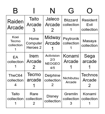 2026 Evercade/Super Pocket Bingo Card