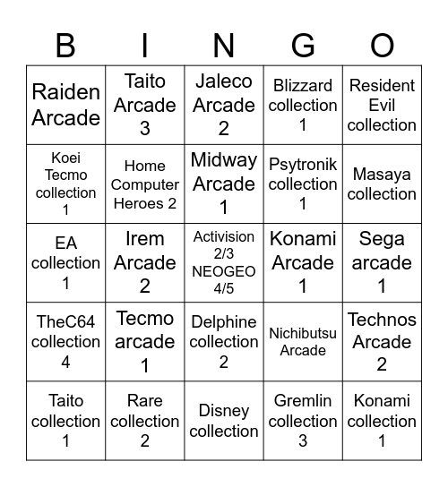 2026 Evercade/Super Pocket Bingo Card