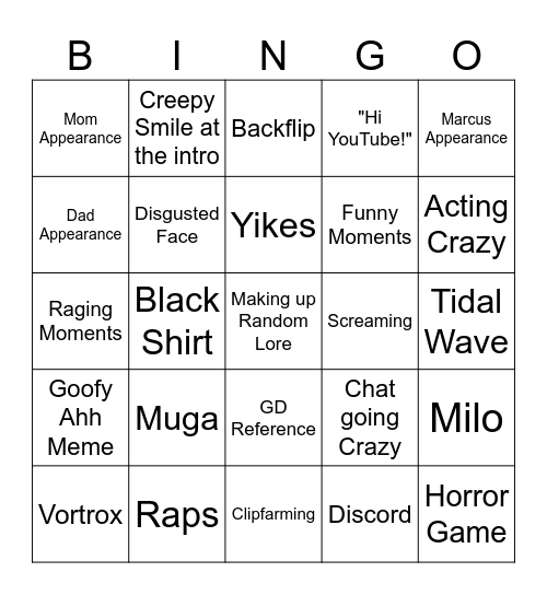 Kingsammelot Bingo Card