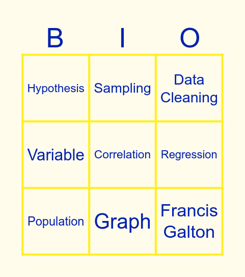 DATA DASH Bingo Card
