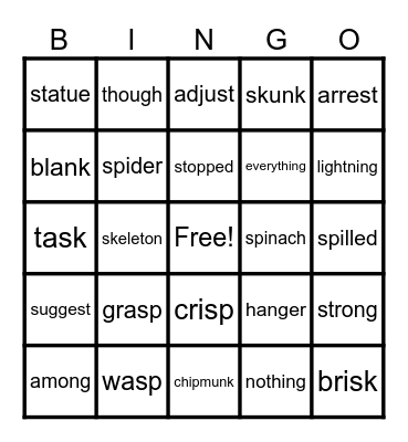 Vocabulary set 1 & 2 Bingo Card