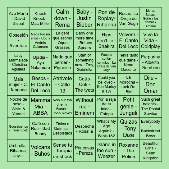 BINGO MUSICAL Bingo Card