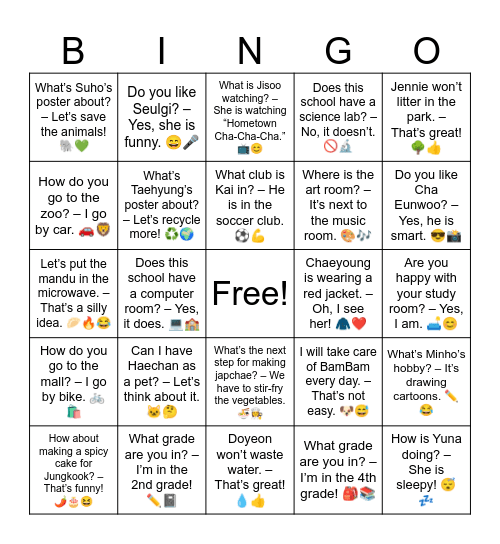 B13 Review Bingo Card