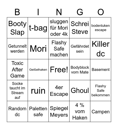 Dbd Bingo Card