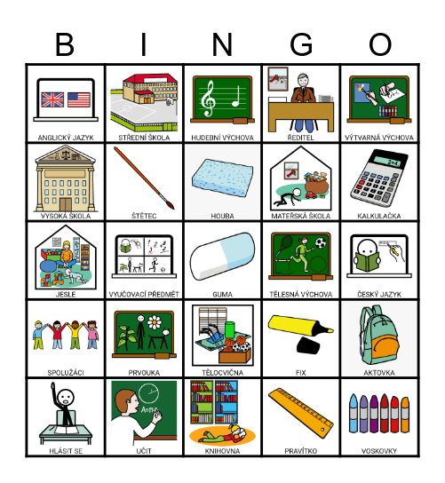 ŠKOLA Bingo Card