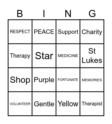 St Lukes Bingo Card