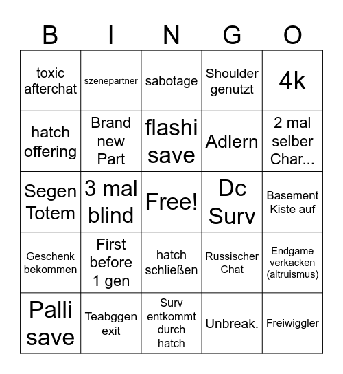 Killer Bingo Card