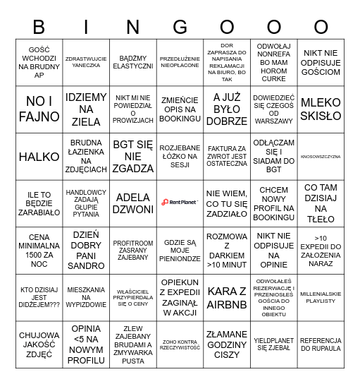 RentPlanet Bingo Card