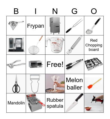 Use food preparation equipment Bingo Card