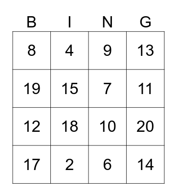 Los Numeros Bingo Card