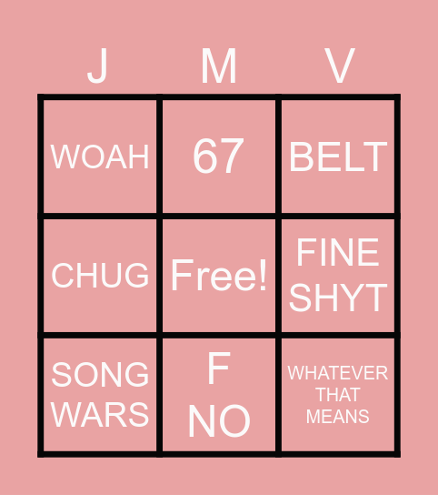 YAPPANATION BINGO Card