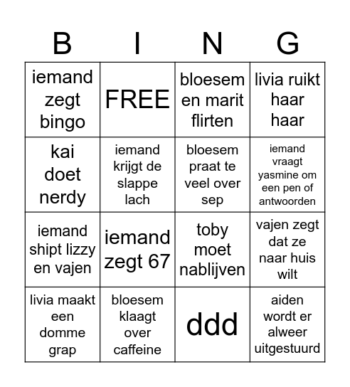 klassenbingo Card