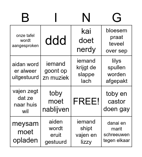 klassenbingo Card