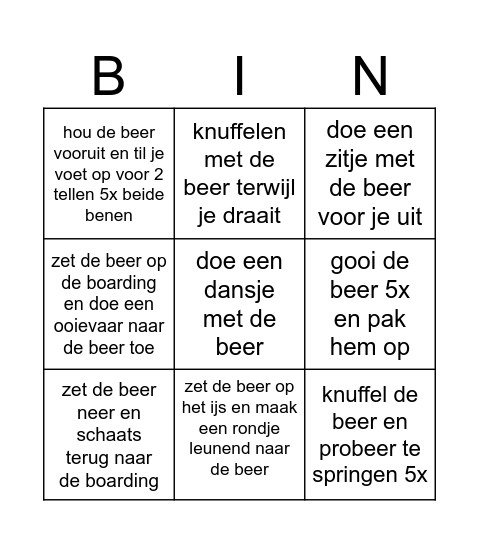 teddybeer bingo Card