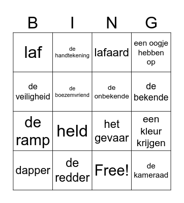 Woordenschat thema 1 les 6 Bingo Card