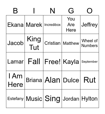 SEPTEMBER Bingo Card