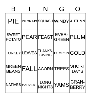 Thanksgiving Bingo Card