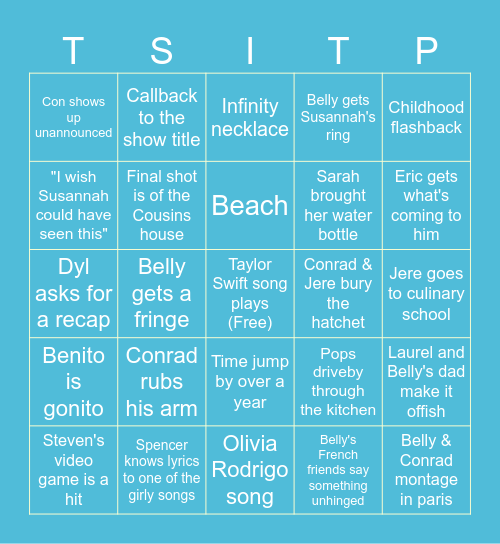 G Rd TSITP Finale Watch Party Bingo Card