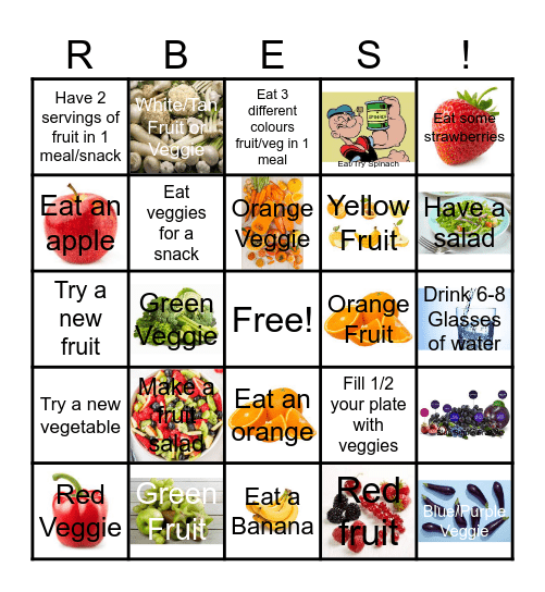 M&B Eat the Rainbow Bingo Card