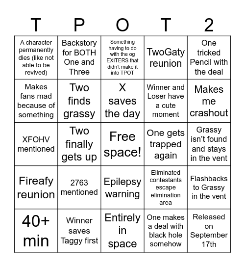 TPOT 20 Bingo !! Bingo Card
