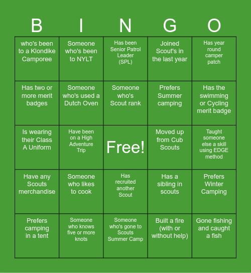 Human Bingo!! Bingo Card
