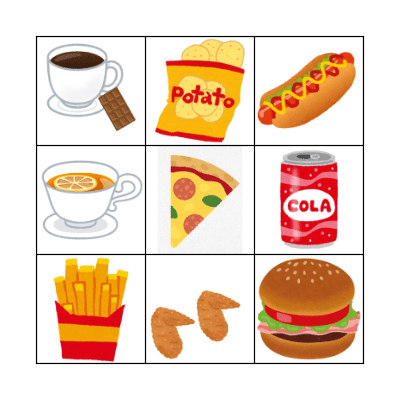 Fast food Bingo Card