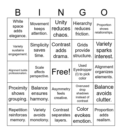 Graphic Designers' Bingo Card