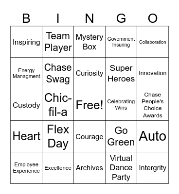 EAW Week Bingo Card
