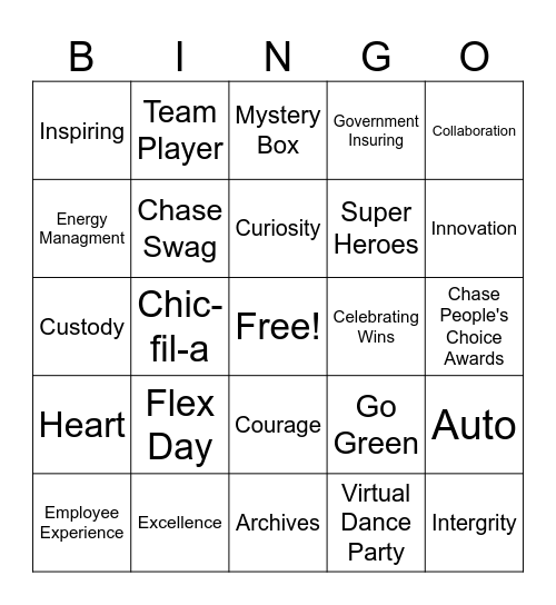 EAW Week Bingo Card