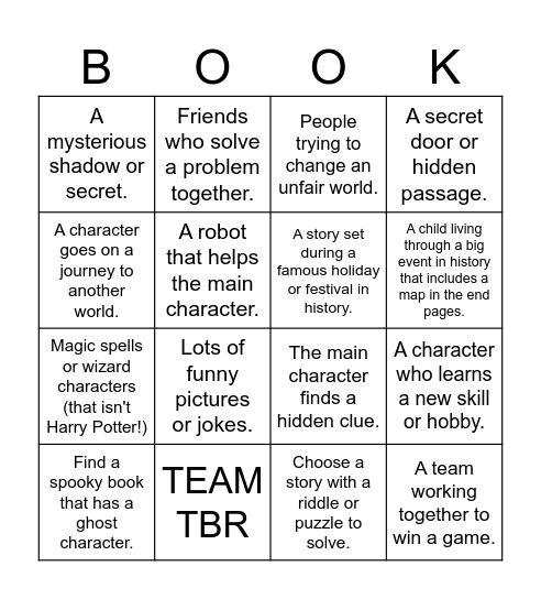 Fiction Genre Bingo Card