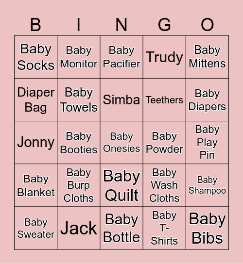Baby Bingo Card