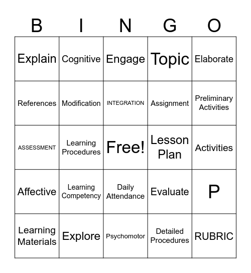 Prac Bingo 3 Bingo Card
