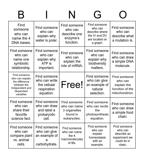 Vocab Bingo Card