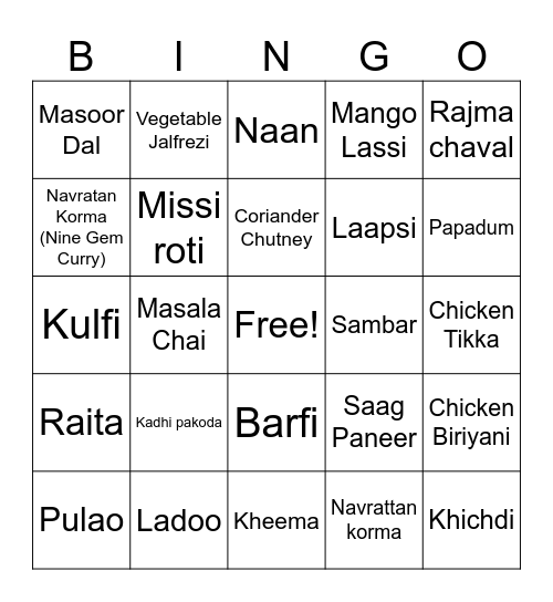 Half Hour Hangout Bingo Card