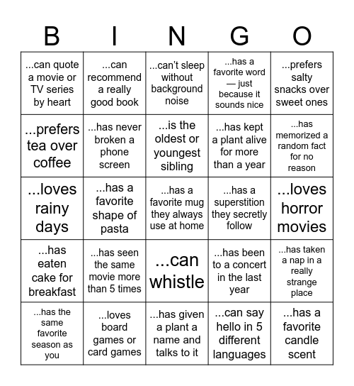 Find someone who... Bingo Card