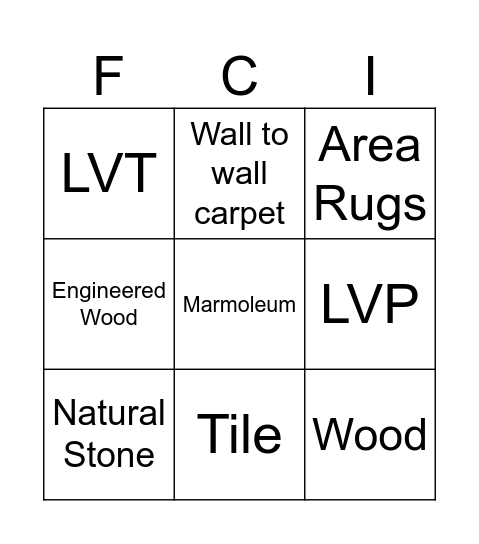 FCI Bingo Card