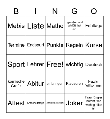 Vollversammlung Bingo Card