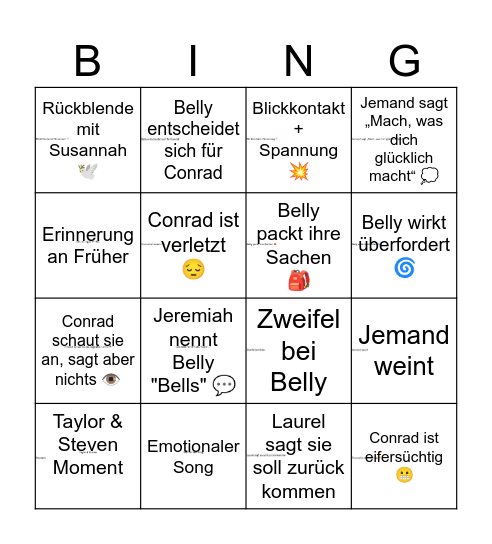 TSITP Bingo Card
