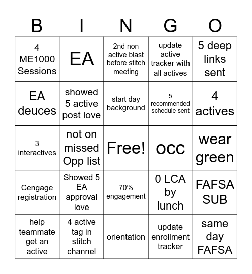 VIP Bingo Card