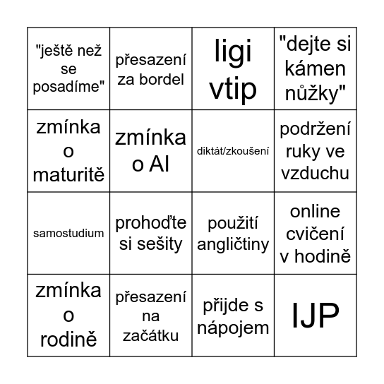Lingo beta Bingo Card