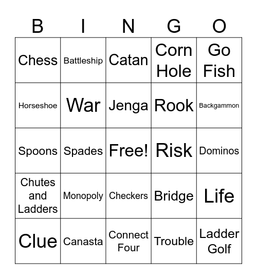 Games! Bingo Card
