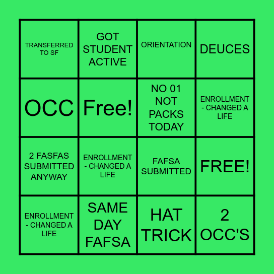 TEAM IMPACT BINGO Card
