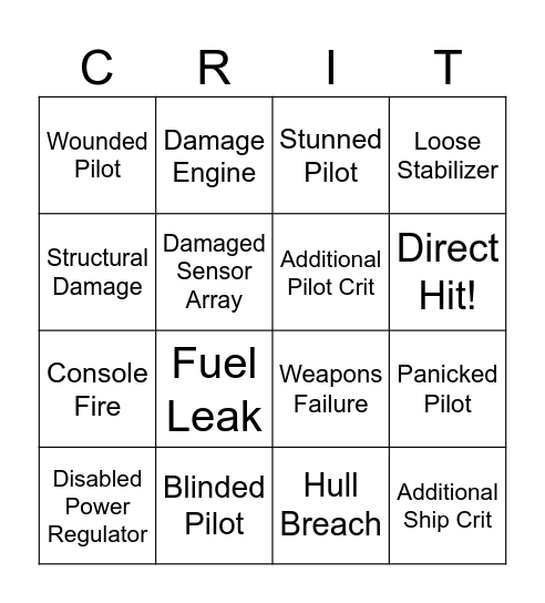 Crit BINGO Card