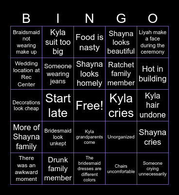 Wedding Bingo Card