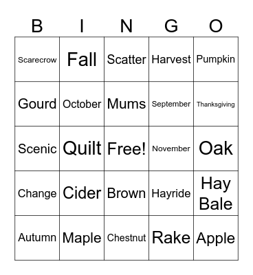 Fall Bingo '25 Bingo Card