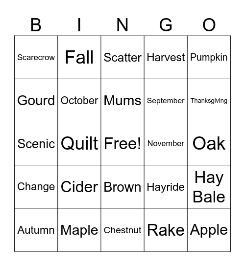 Fall Bingo '25 Bingo Card