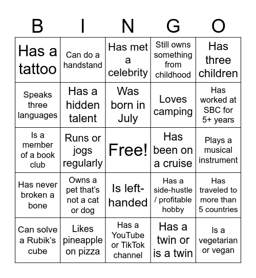 PMO BINGO Card