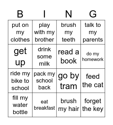 In the morning Bingo Card
